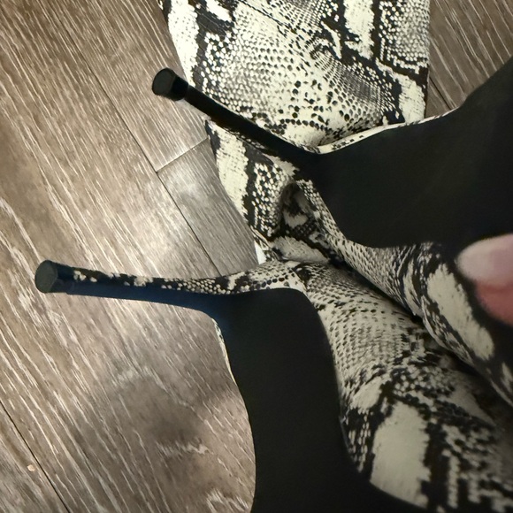 Steve Madden Black and White Snakeskin Over-the-Knee Boots - Picture 5 of 7